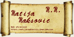 Matija Maksović vizit kartica